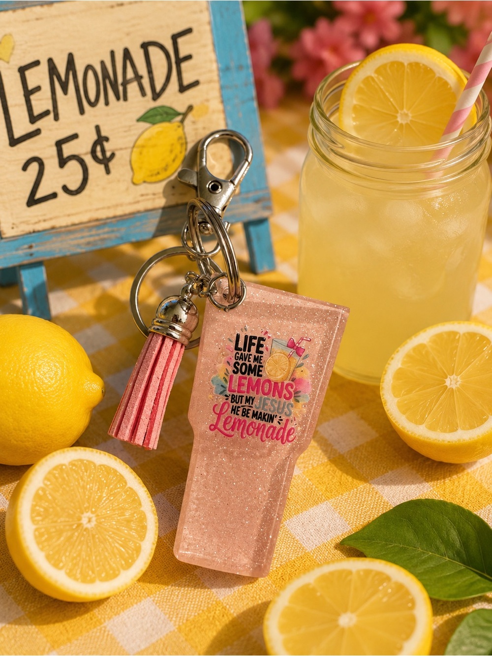 Pink Lemonade Keychain/ charm